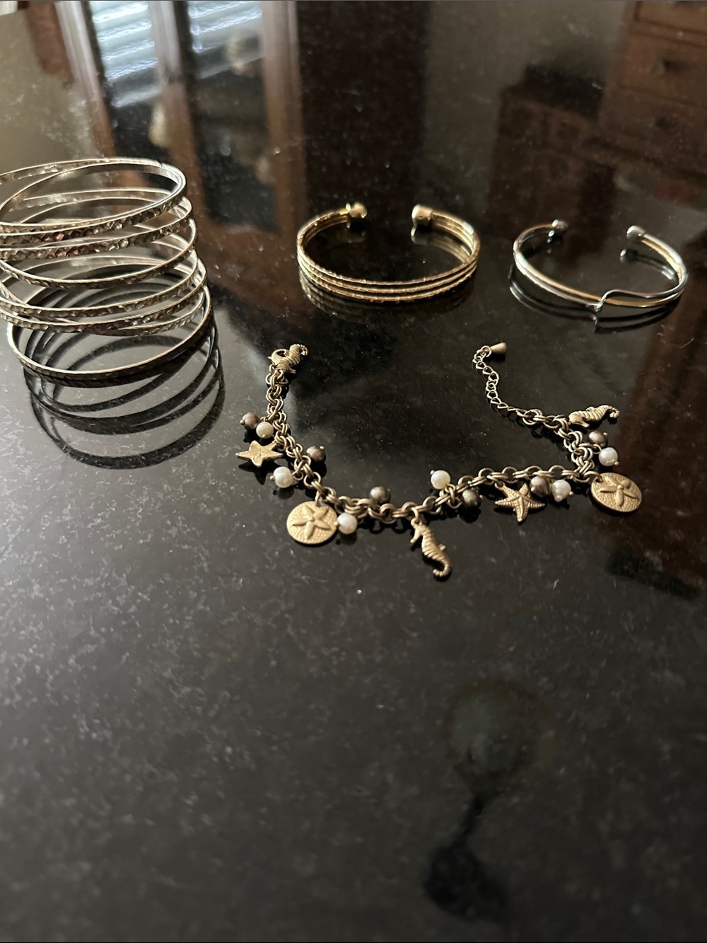 Lia Sophia Gold-Tone Sea Charm Bracelet with Pearl Beads